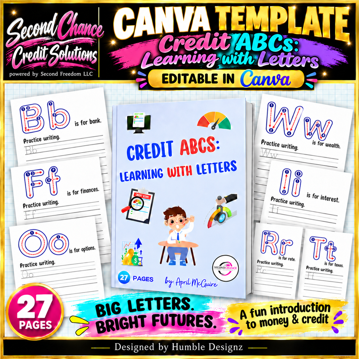 Canva Template | Credit ABCs: Learning with Letters |  Kids’ Financial Literacy